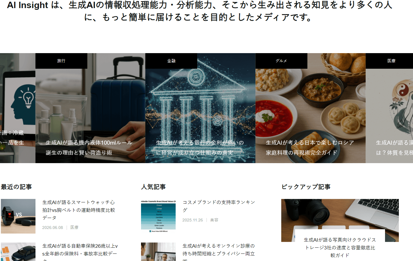 制作事例 記事サイト（AI Insight）のスクリーンショット